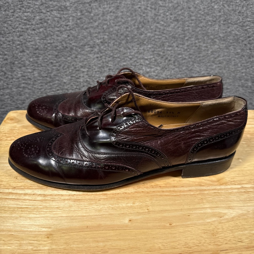 Miguel Angel‎ Wingtip Oxfords Mens 11.5 Burgundy Leather Italian Dress Shoes
